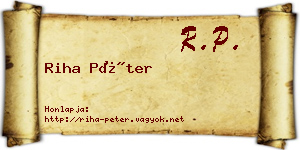 Riha Péter névjegykártya